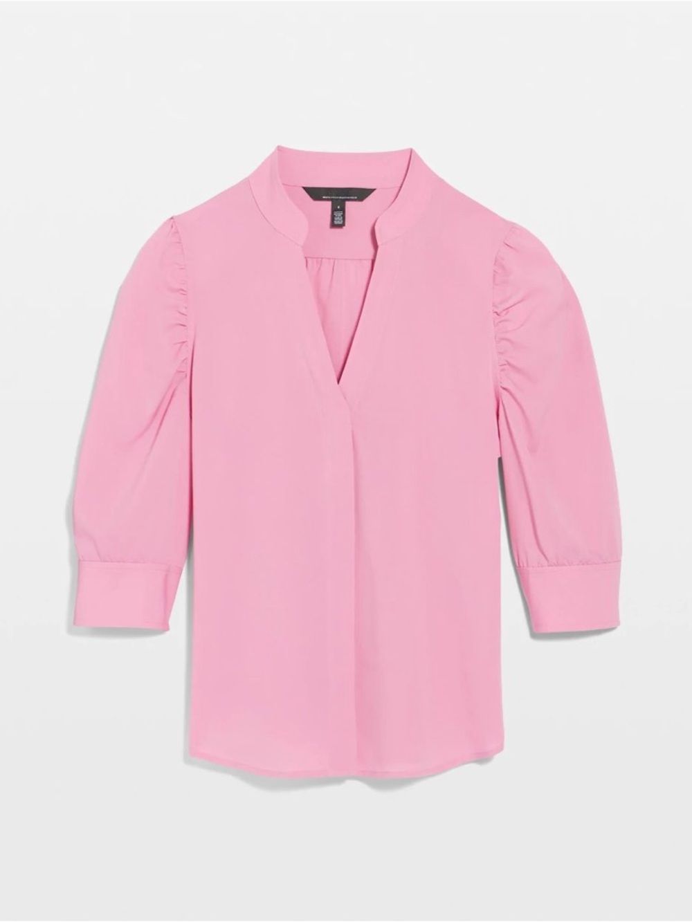 WHBM - Pink Y-Neck Ruffle 3/4 Sleeve Lightweight Blouse - Sz 16